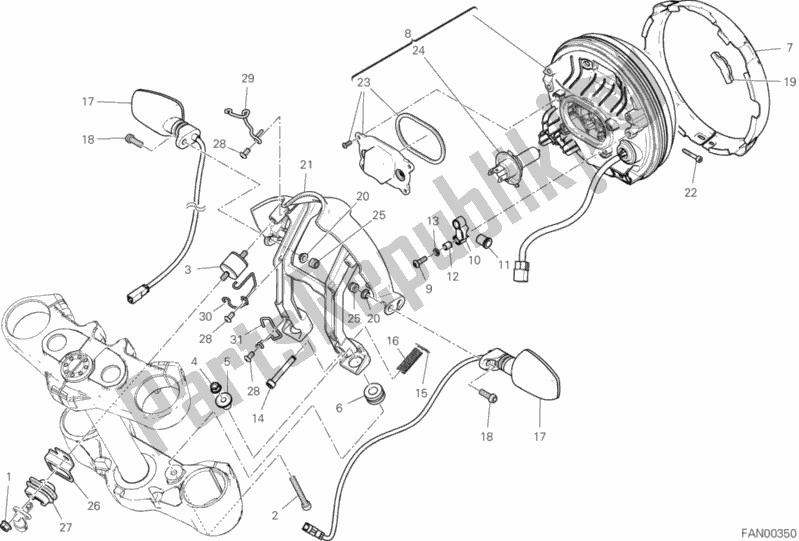 Alle onderdelen voor de Koplamp van de Ducati Scrambler Flat Track Thailand 803 2019